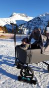 Beachwagon LITE® Faltbarer bollerwagen - Dunkelgrau mit kind im schnee